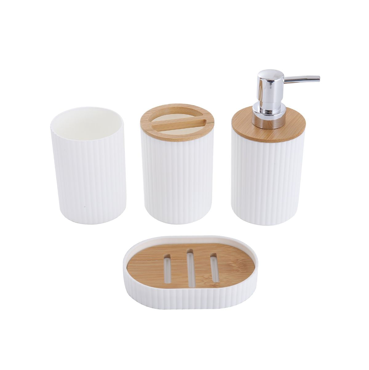 Set-de-baño-4-piezas-dispensador---jabonera---2-vasos-blanco-natural-fondo-blanco