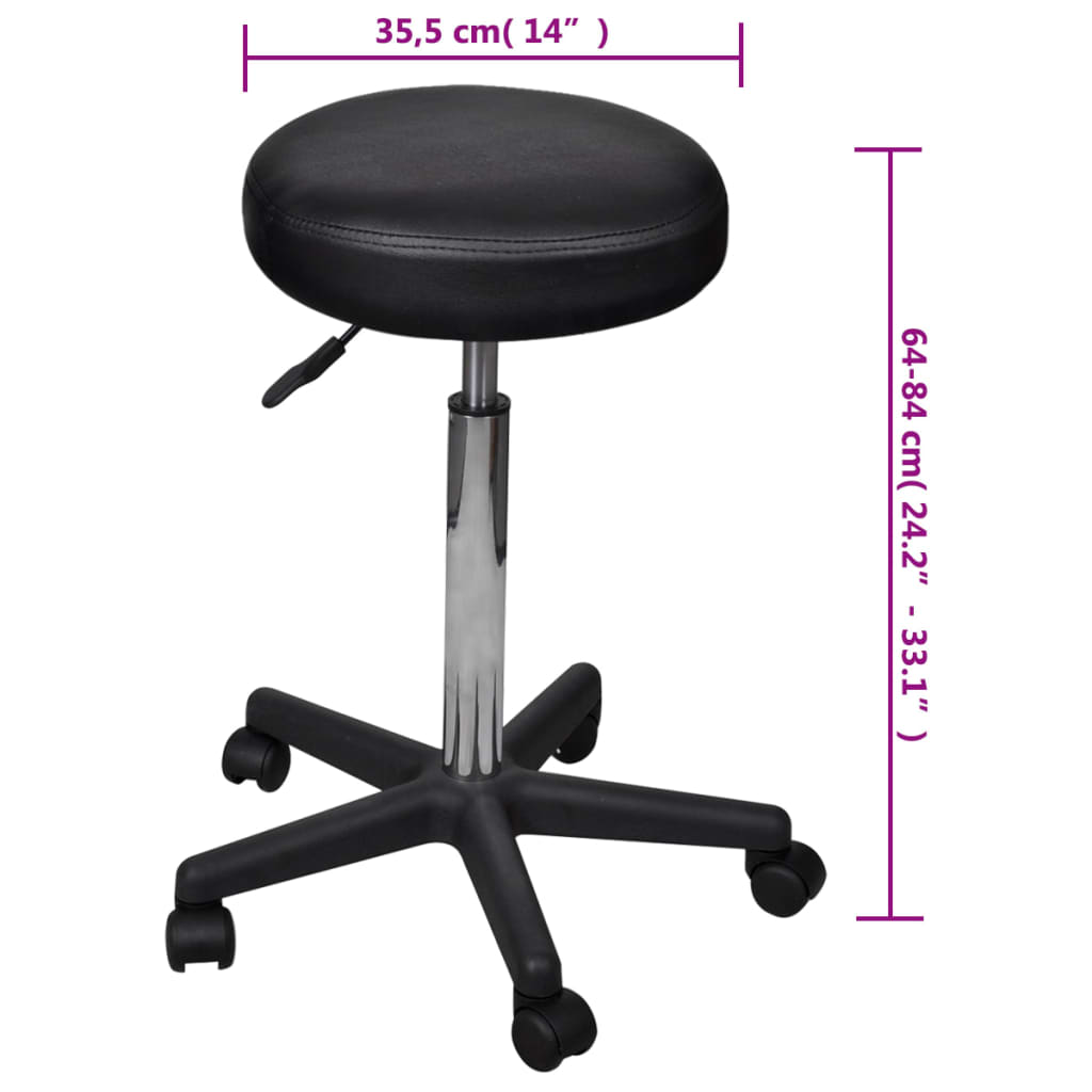 Taburete-Work-altura-ajustable---5-ruedas-negro-Ø52x64-84-cm-medidas