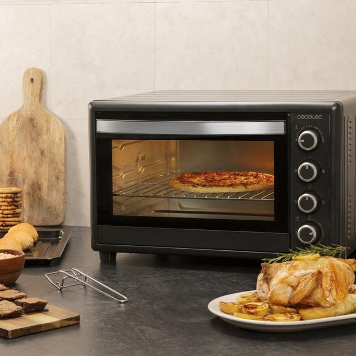 Horno-de-sobremesa-Cecotec-Bake-Toast-6090-Gyro-2200W-60L-rustidor-giratorio-negro-58-cm