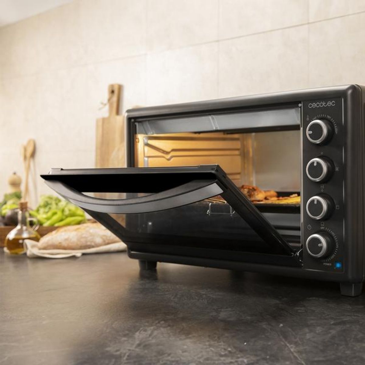 Horno-de-sobremesa-Cecotec-Bake-Toast-6090-Gyro-2200W-60L-rustidor-giratorio-negro-58-cm