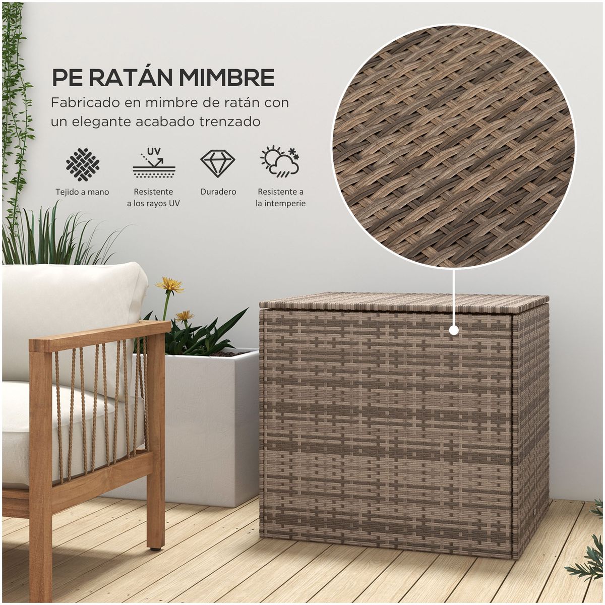 Baul-de-almacenaje-Arena-Outsunny-exterior-varilla-hidraulica-marron-70x75x75-cm