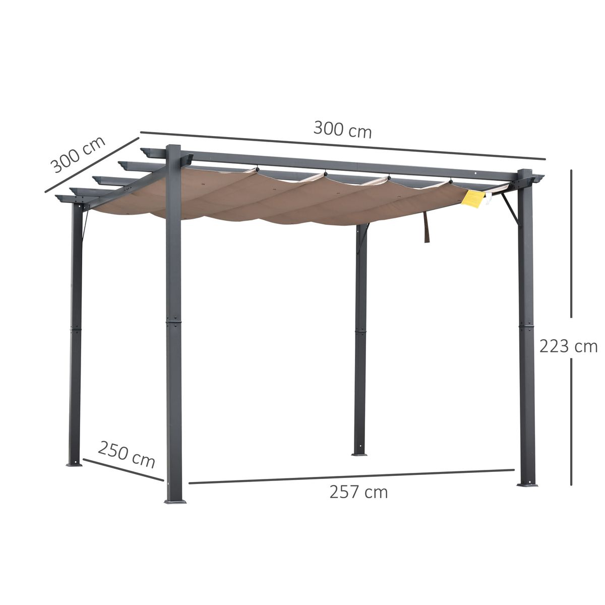 Pergola-Dhuna-Outsunny-retractil-gris-223x300-cm