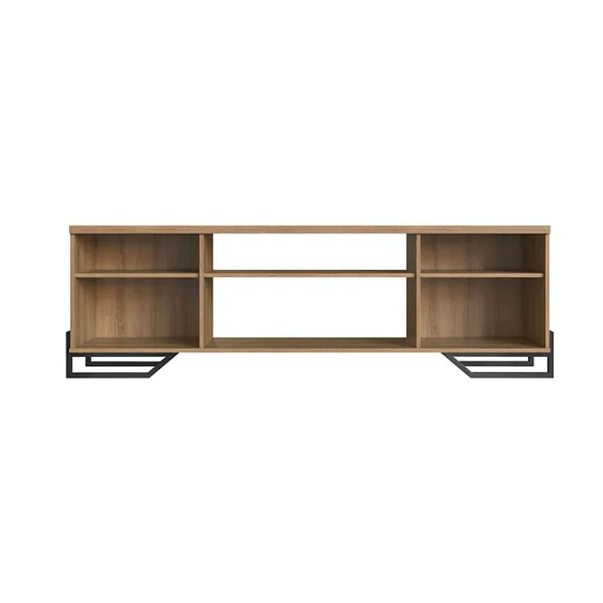 Mueble-de-TV-Granada-2-puertas-de-rejilla-negro-natural-57x183x40-cm-