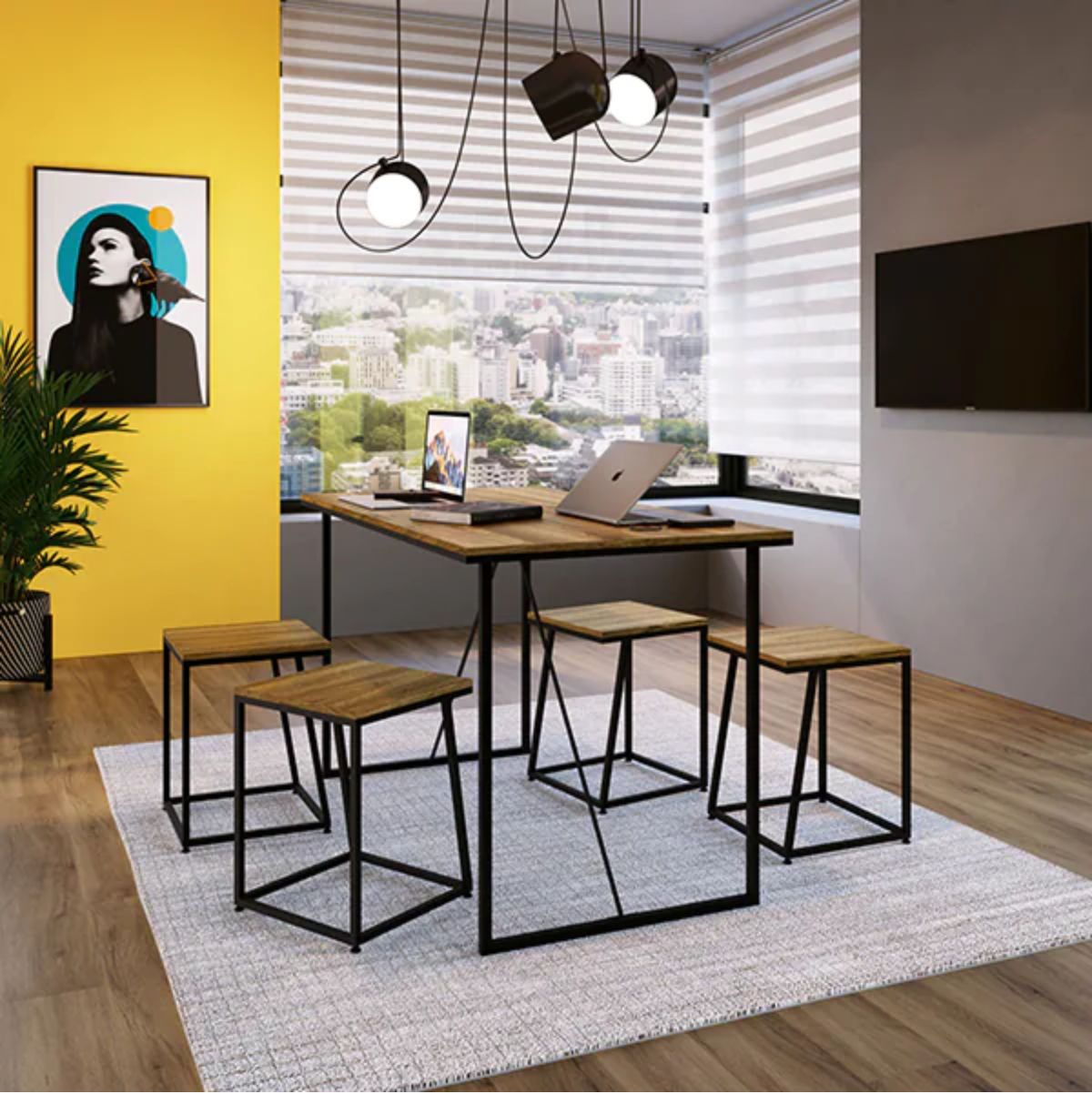Escritorio-Fren-diseño-fijo-negro-roble-75x135x72-cm