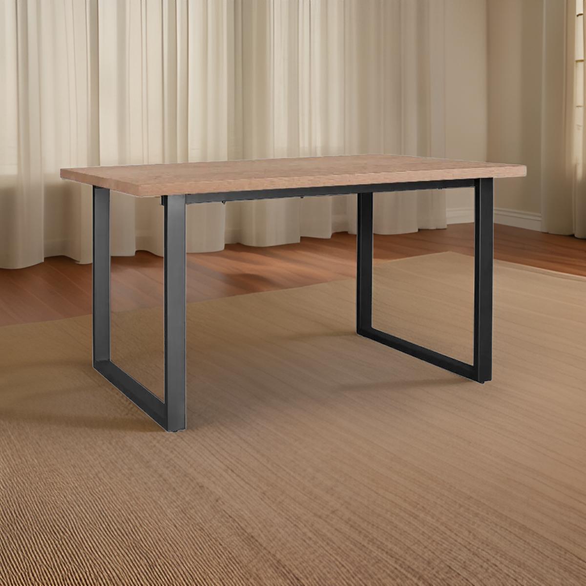 Mesa-de-comedor-Cinnamon-diseño-fijo-natural-negro-76x140x90-cm-ambientada-lateral