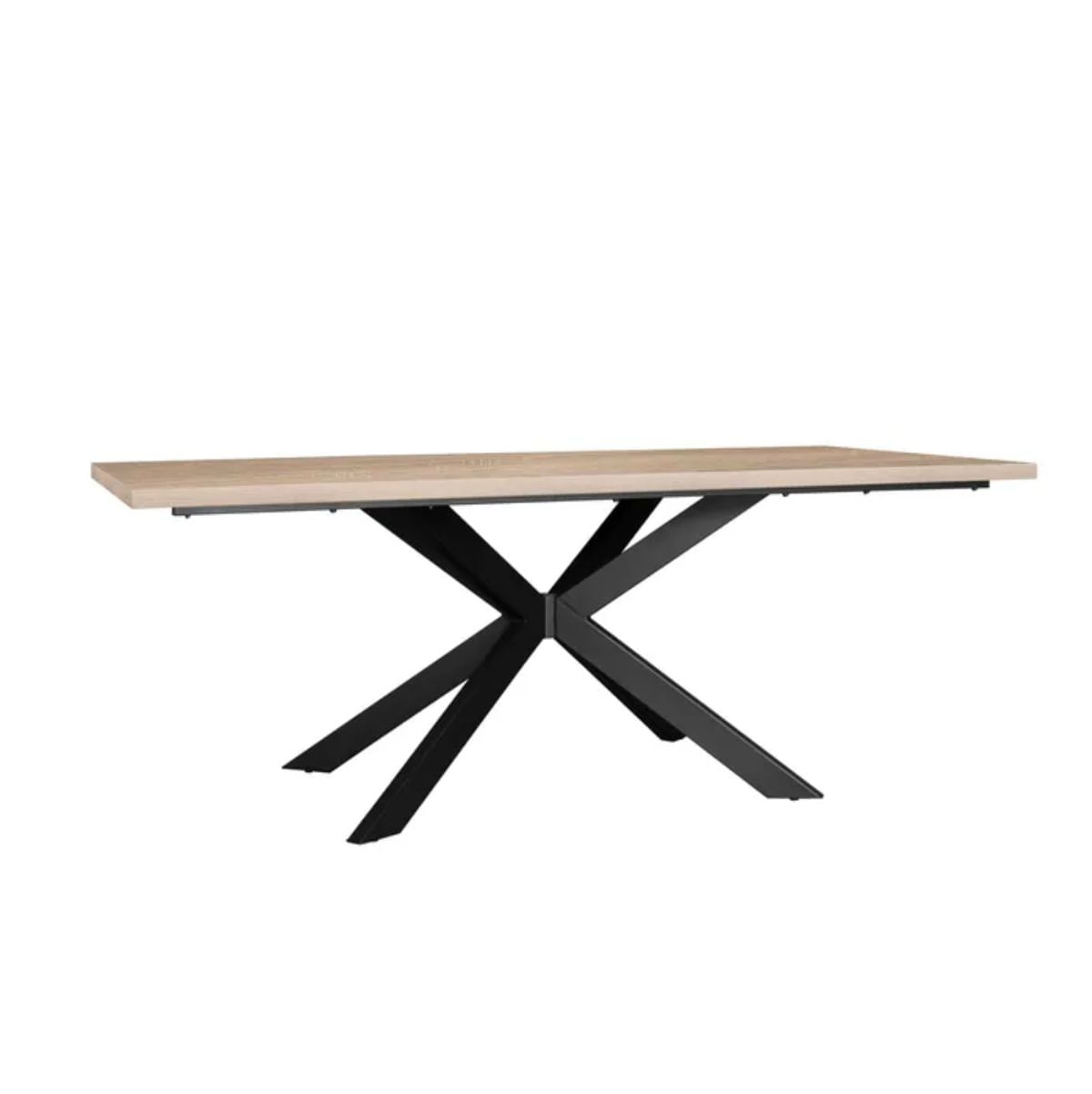 Mesa-de-comedor-Kyba-diseño-fijo-natural-negro-77x200x100-cm-lateral