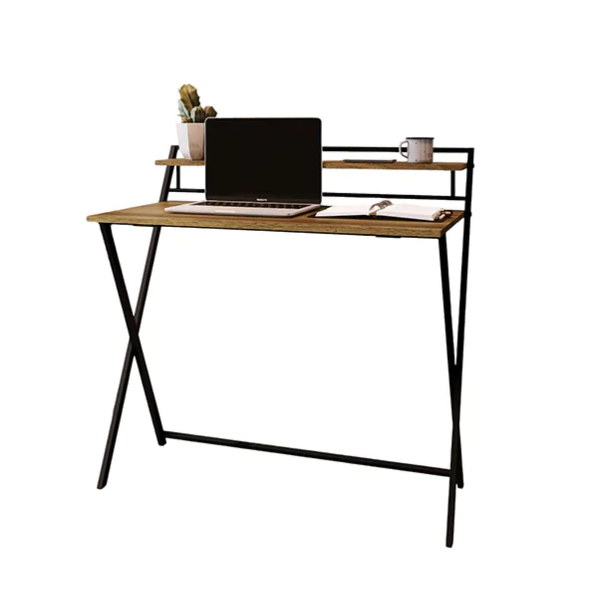 Escritorio-Apple-diseño-plegable-marron-negro-90x93x51-cm-fondo-blanco