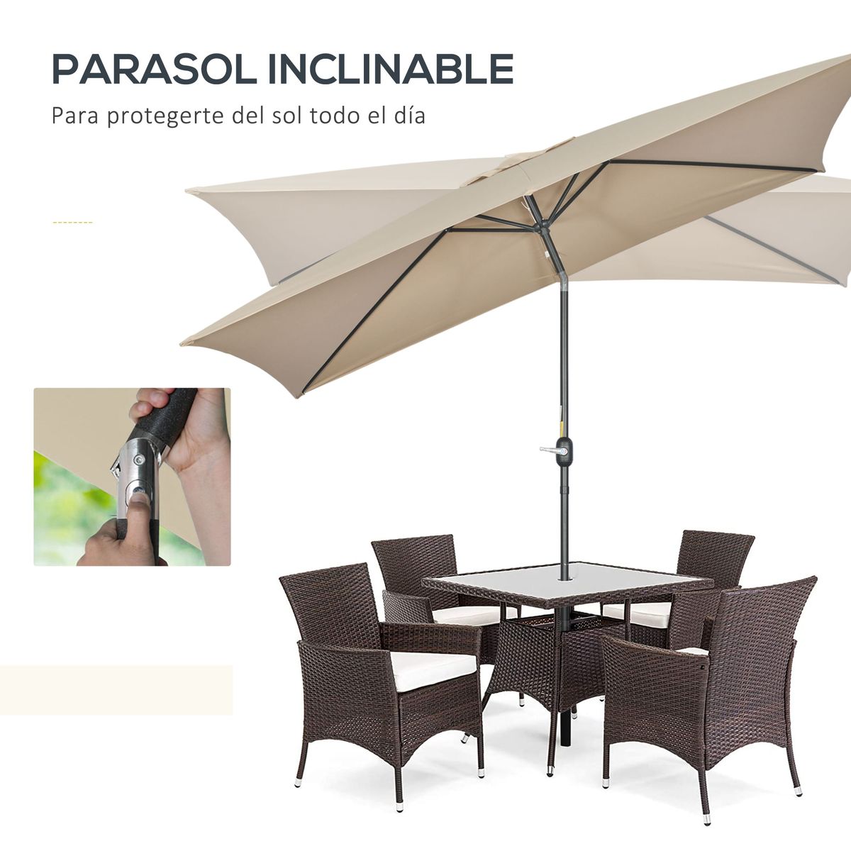 Sombrilla-Sand-Outsunny-inclinable---plegable-marron-253x195x295-cm
