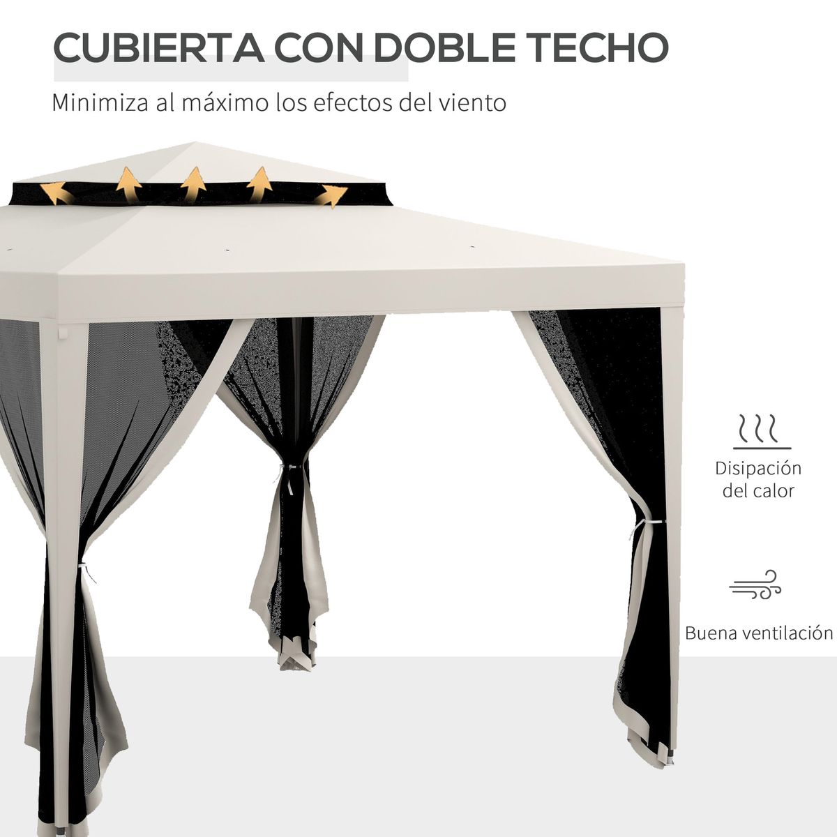 Cenador-Girasol-Outsunny-mosquiteras-laterales-crema-268x297x297-cm