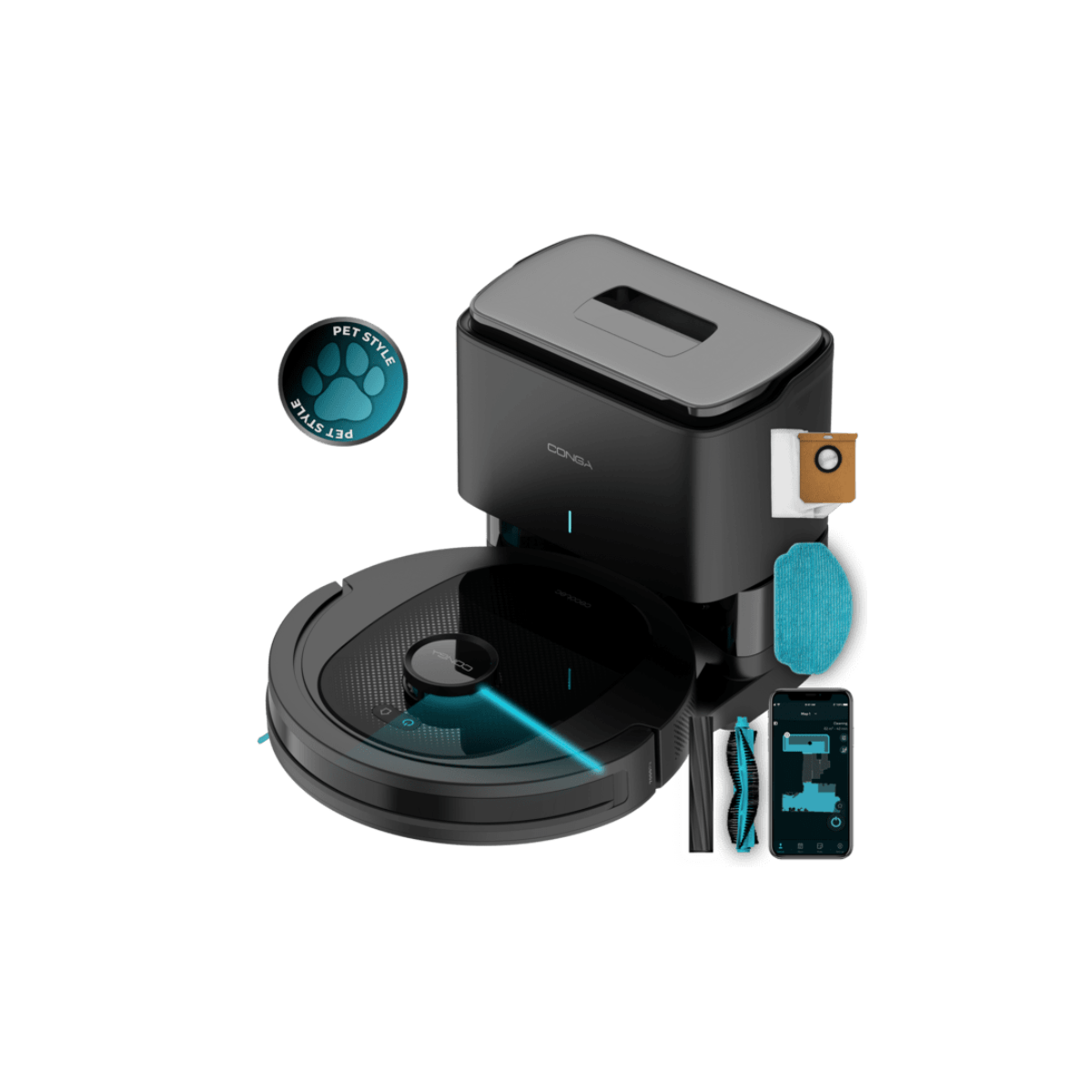 Robot-aspirador-Cecotec-Conga-8490-Ultimate-Ultra-Power-Home-7000Pa-4-en-1---base-autovaciado-negro
