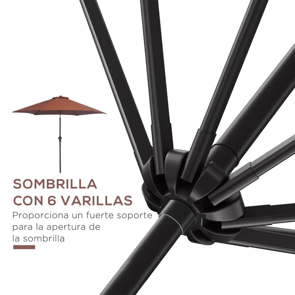 Sombrilla-Toroni-Outsunny-reclinable---manivela-marron-Ø260x235-cm