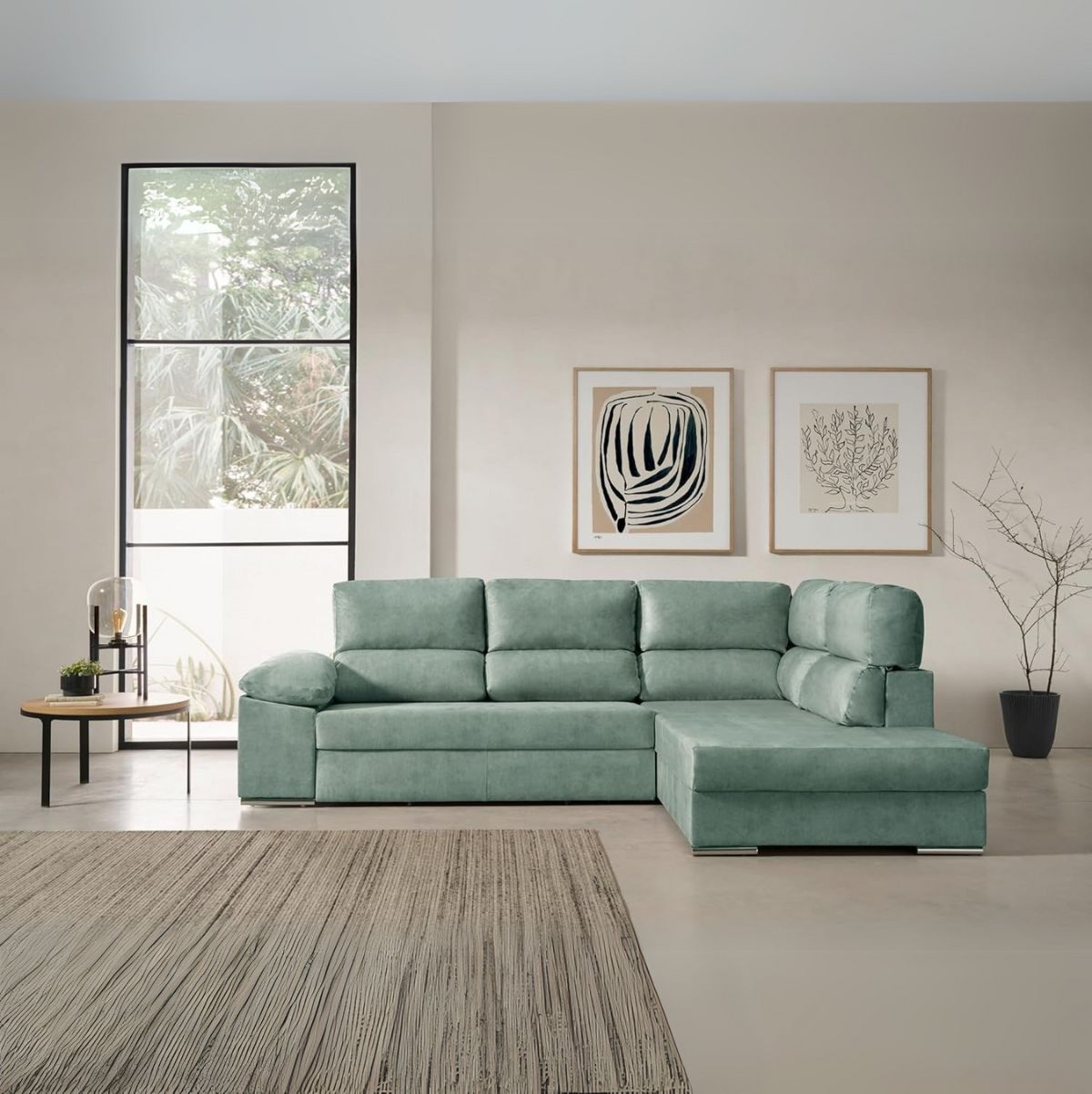 Sofa-cama-chaiselongue-Fiorella-Velare-3-plazas-derecha-turquesa-105x285x200-cm-ambientada