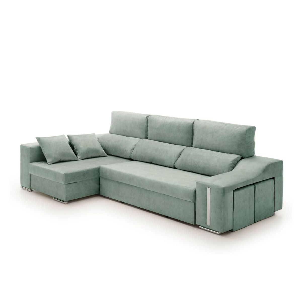 Sofa-cama-chaiselongue-Giuliana-Velare-3-plazas---2-pufs-izquierda-turquesa-105x264x145-cm