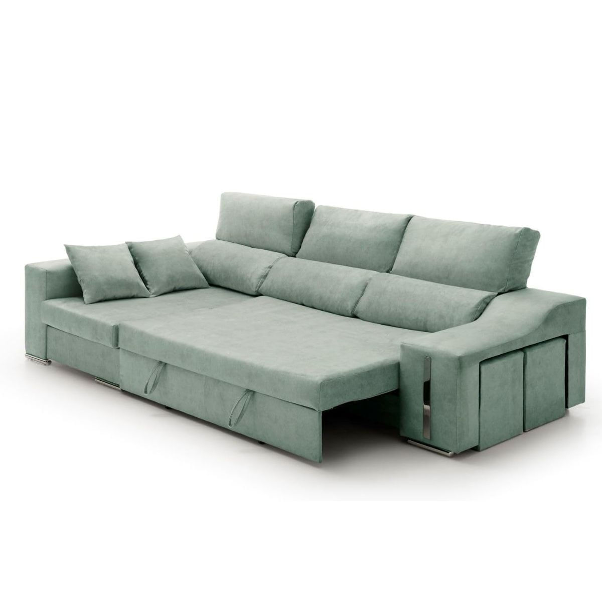 Sofa-cama-chaiselongue-Giuliana-Velare-3-plazas---2-pufs-izquierda-turquesa-105x264x145-cm