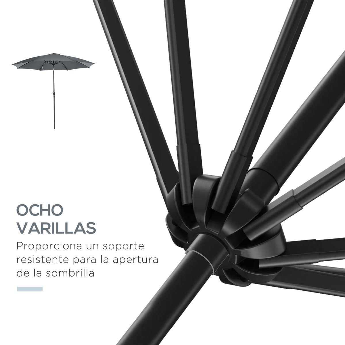 Sombrilla-Florencia-Outsunny-manivela---techo-inclinable-negro-Ø300x252-cm