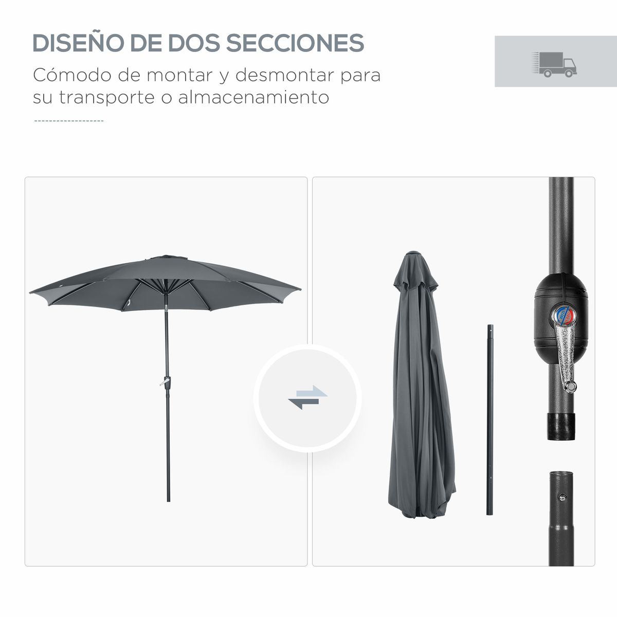 Sombrilla-Florencia-Outsunny-manivela---techo-inclinable-negro-Ø300x252-cm