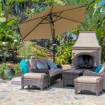 Sombrilla-Portland-Outsunny-angulo-ajustable-marron-claro-Ø230x216-cm