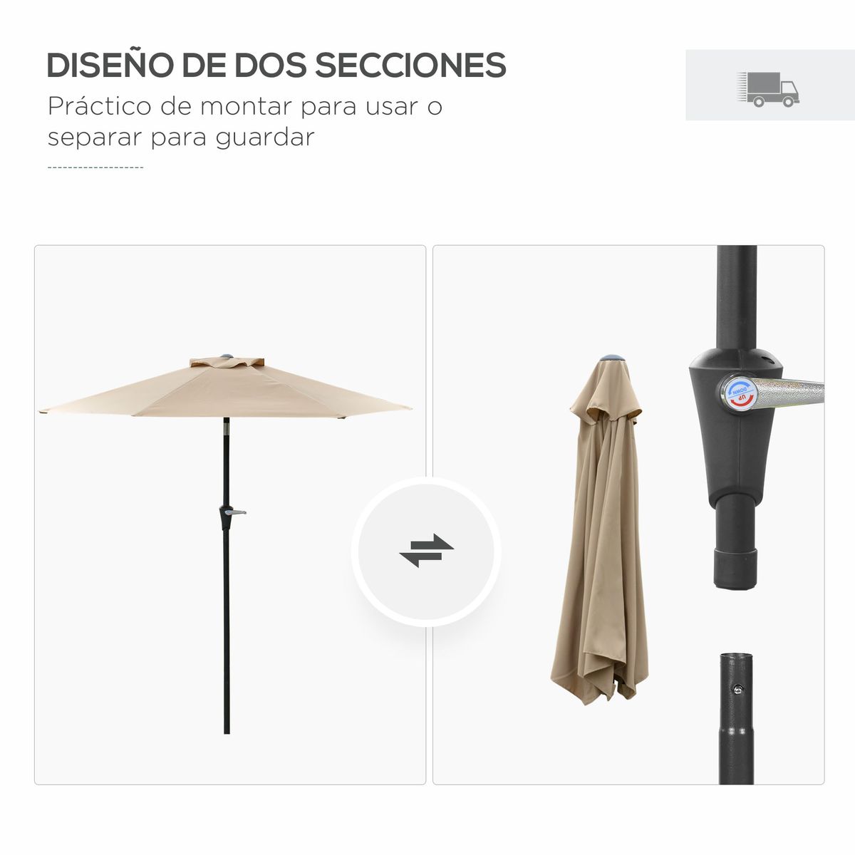 Sombrilla-Portland-Outsunny-angulo-ajustable-marron-claro-Ø230x216-cm