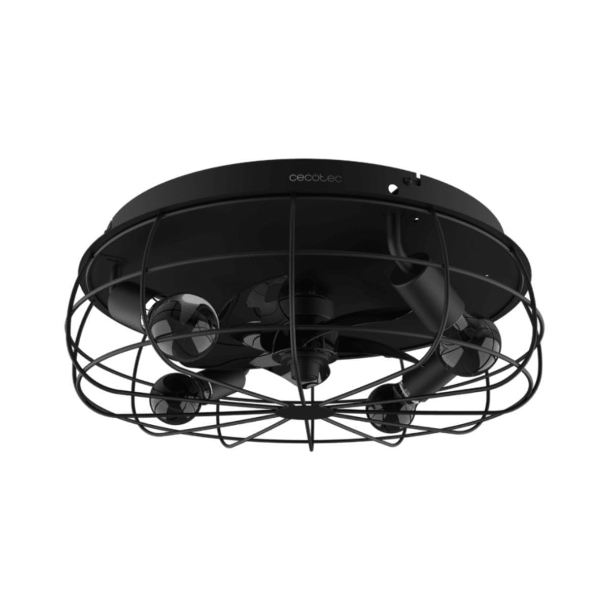 Ventilador-de-techo-Cecotec-EnergySilence-LampAero-600-20W-5-aspas-mando-a-distancia-negro-Ø28-cm-fondo-blanco
