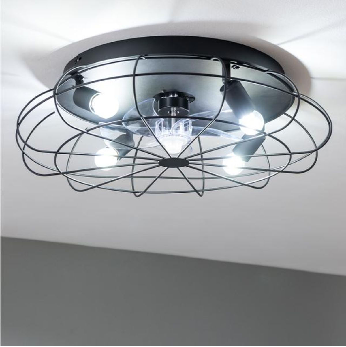 Ventilador-de-techo-Cecotec-EnergySilence-LampAero-600-20W-5-aspas-mando-a-distancia-negro-Ø28-cm-lampara