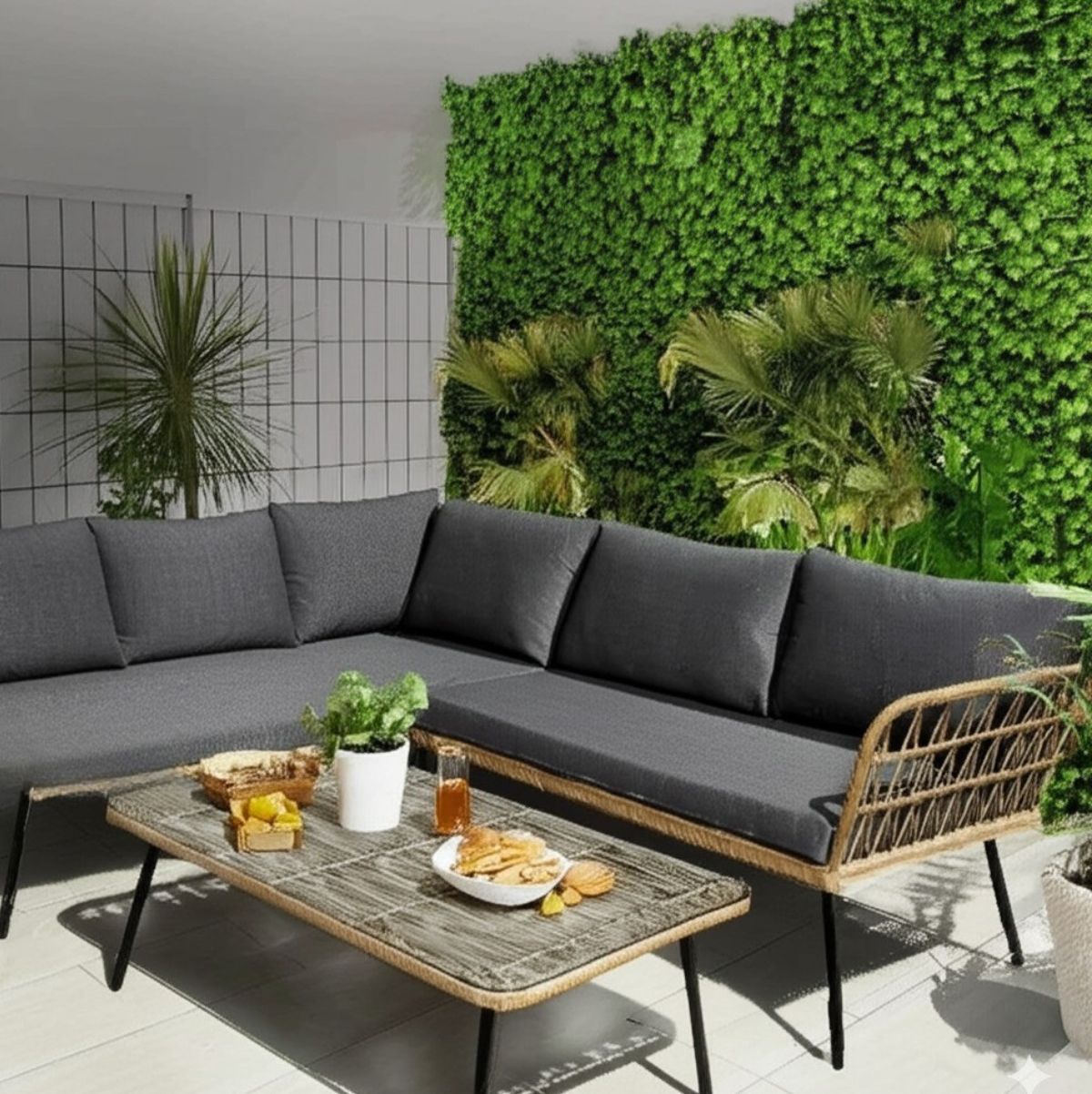 Conjunto-de-jardin-Lusa-2-sofas---mesa-gris-natural-ambientada-dos