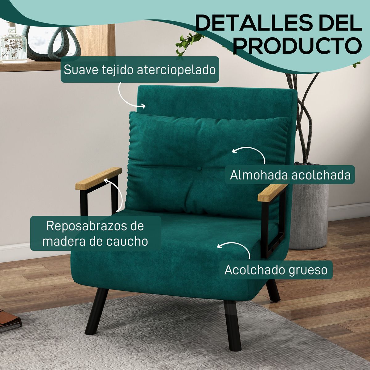 Sofa-cama-Prisma-Homcom-individual-convertible-4-en-1-verde-81x73x63cm