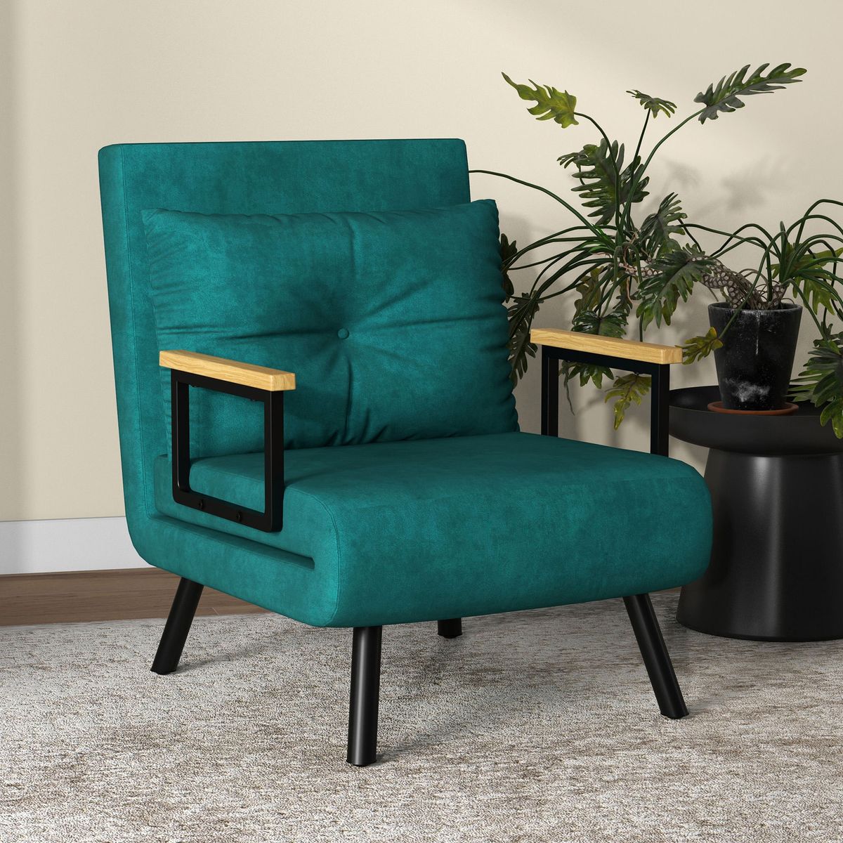 Sofa-cama-Prisma-Homcom-individual-convertible-4-en-1-verde-81x73x63cm