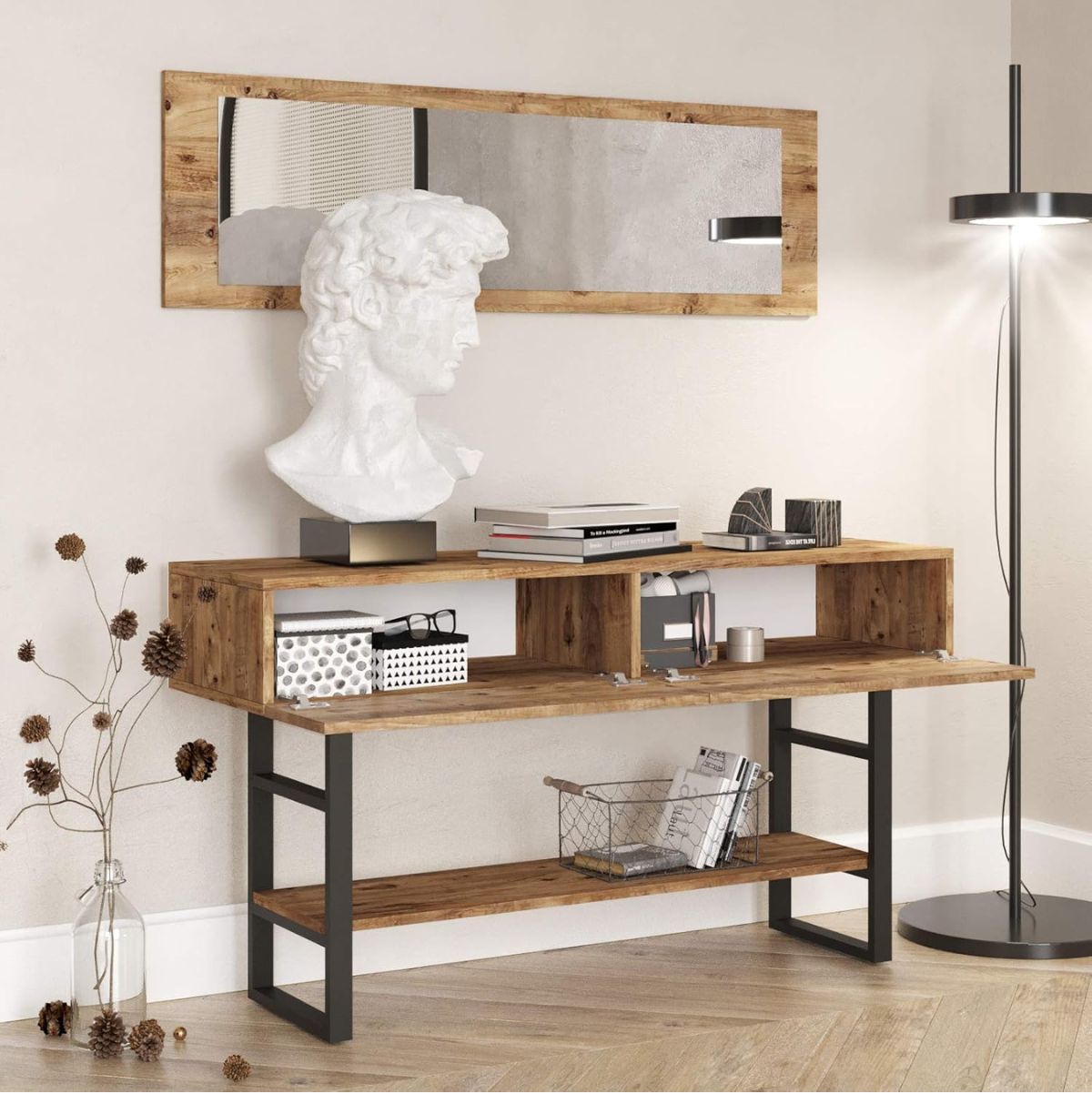 Aparador-Yurupa-con-espejo---puerta-abatible-natural-negro-75x139x43-cm-interior