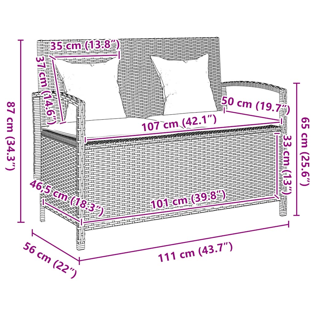 Banco-de-jardin-Calar-2-plazas-con-almacenaje-gris-87x111x56-cm