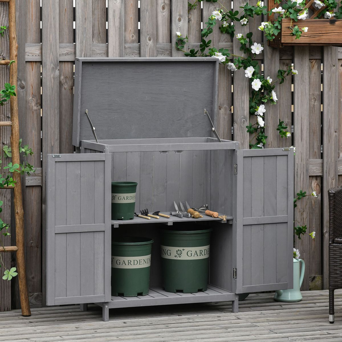 Cobertizo-de-almacenaje-Outsunny-2-puertas-techo-asfaltico-abatible-gris-88x74x43-cm