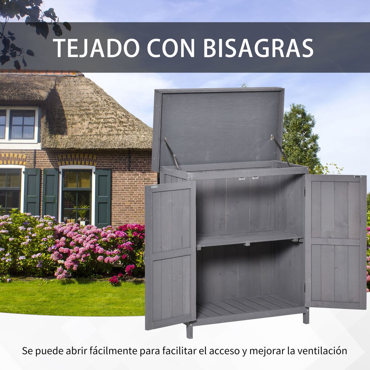 Cobertizo-de-almacenaje-Outsunny-2-puertas-techo-asfaltico-abatible-gris-88x74x43-cm-5