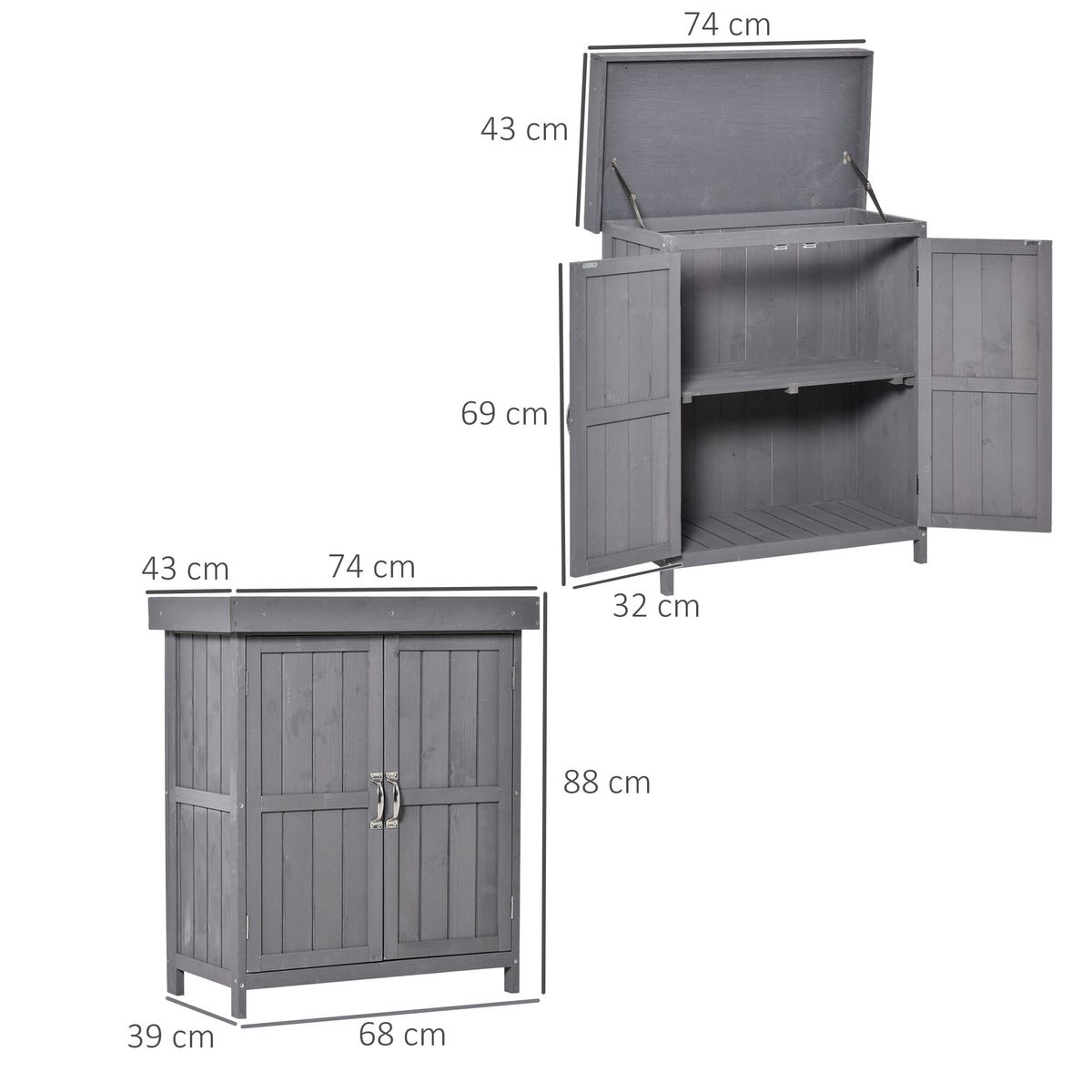 Cobertizo-de-almacenaje-Outsunny-2-puertas-techo-asfaltico-abatible-gris-88x74x43-cm-3