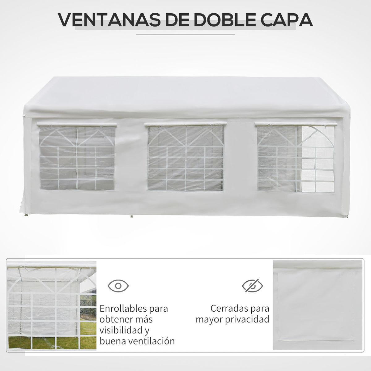 Cenador-Daisy-Outsunny-4-puertas---6-ventanas-blanco-280x600x300-cm