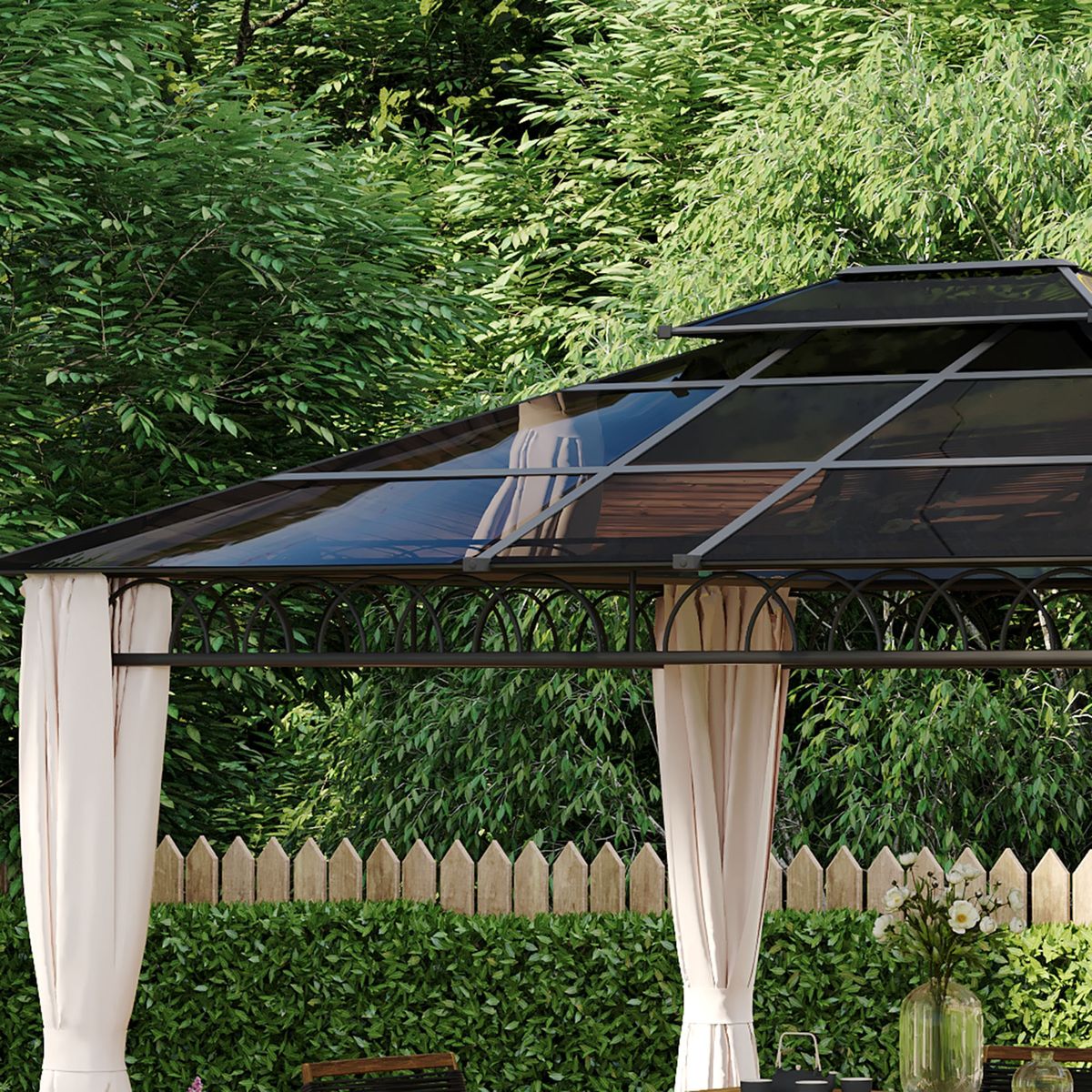 Cenador-Mark-Outsunny-doble-techo---cortinas---mosquiteras-negro-crema-278x360x300-cm-