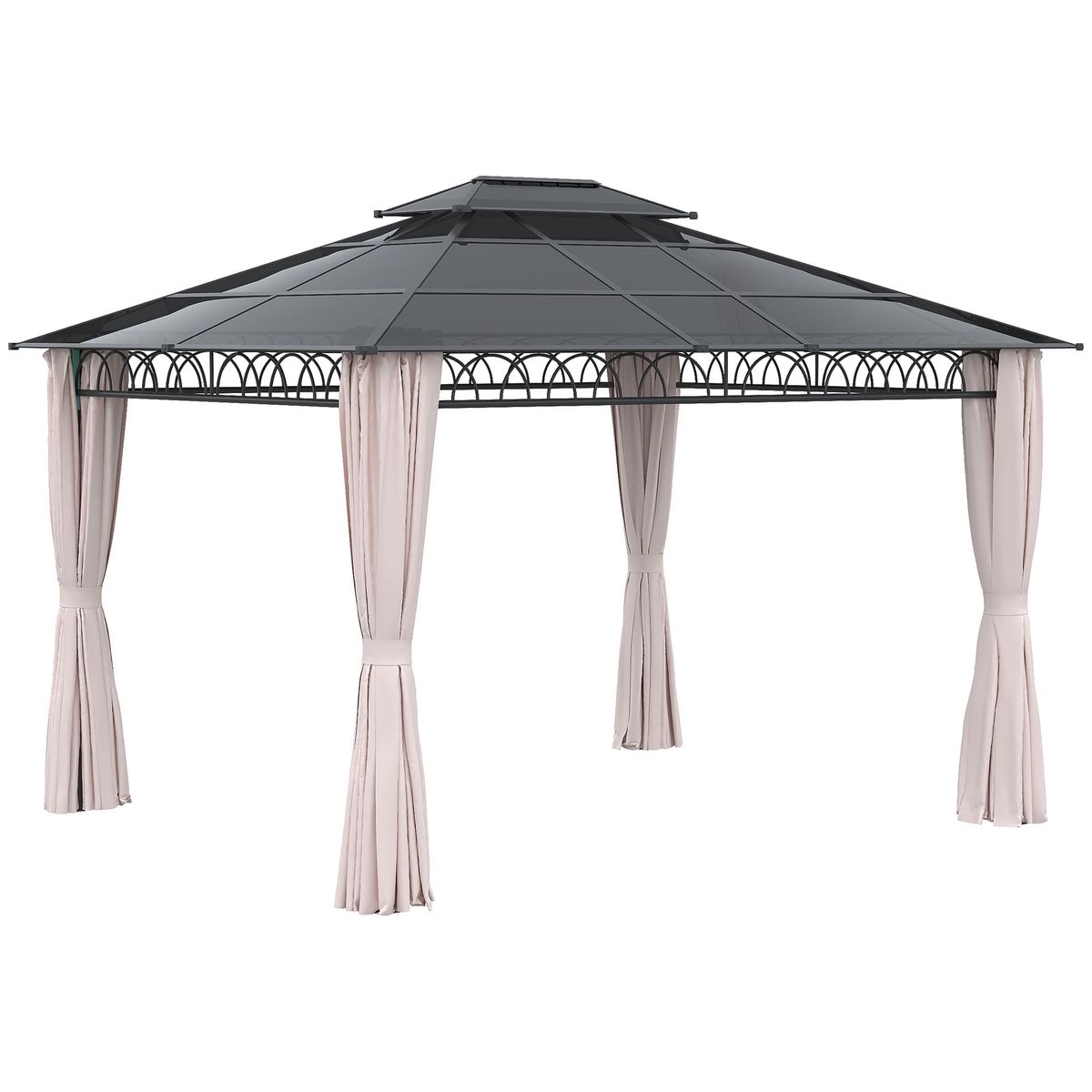 Cenador-Mark-Outsunny-doble-techo---cortinas---mosquiteras-negro-crema-278x360x300-cm-