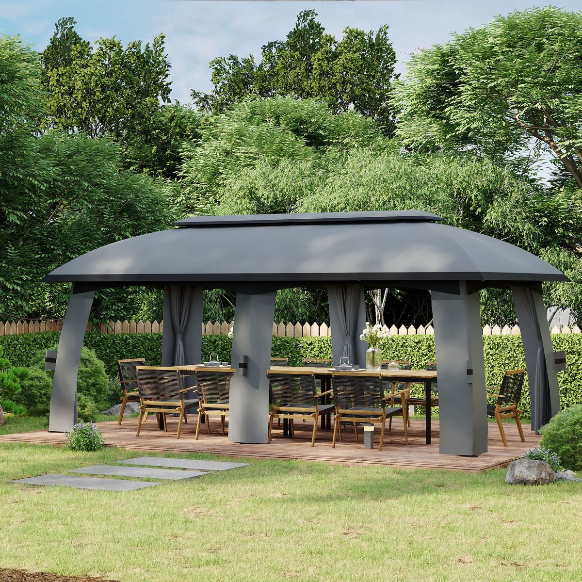 Cenador-Paul-de-Outsunny-con-doble-techo-mosquiteras-y-estructura-de-metal-resistente.-Amplio-elegante-y-estable-ideal-para-fiestas-y-reuniones-al-aire-libre.