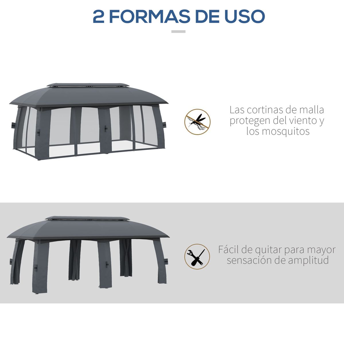 Cenador-Paul-de-Outsunny-con-doble-techo-mosquiteras-y-estructura-de-metal-resistente.-Amplio-elegante-y-estable-ideal-para-fiestas-y-reuniones-al-aire-libre.