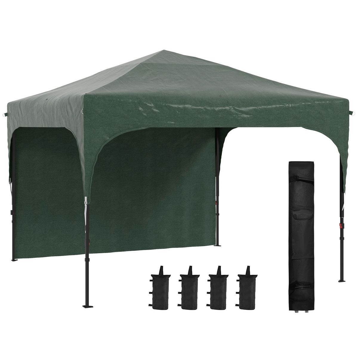 Cenador-Tamy-Outsunny-plegable---altura-ajustable---pared-lateral-verde-265x300x300-cm-