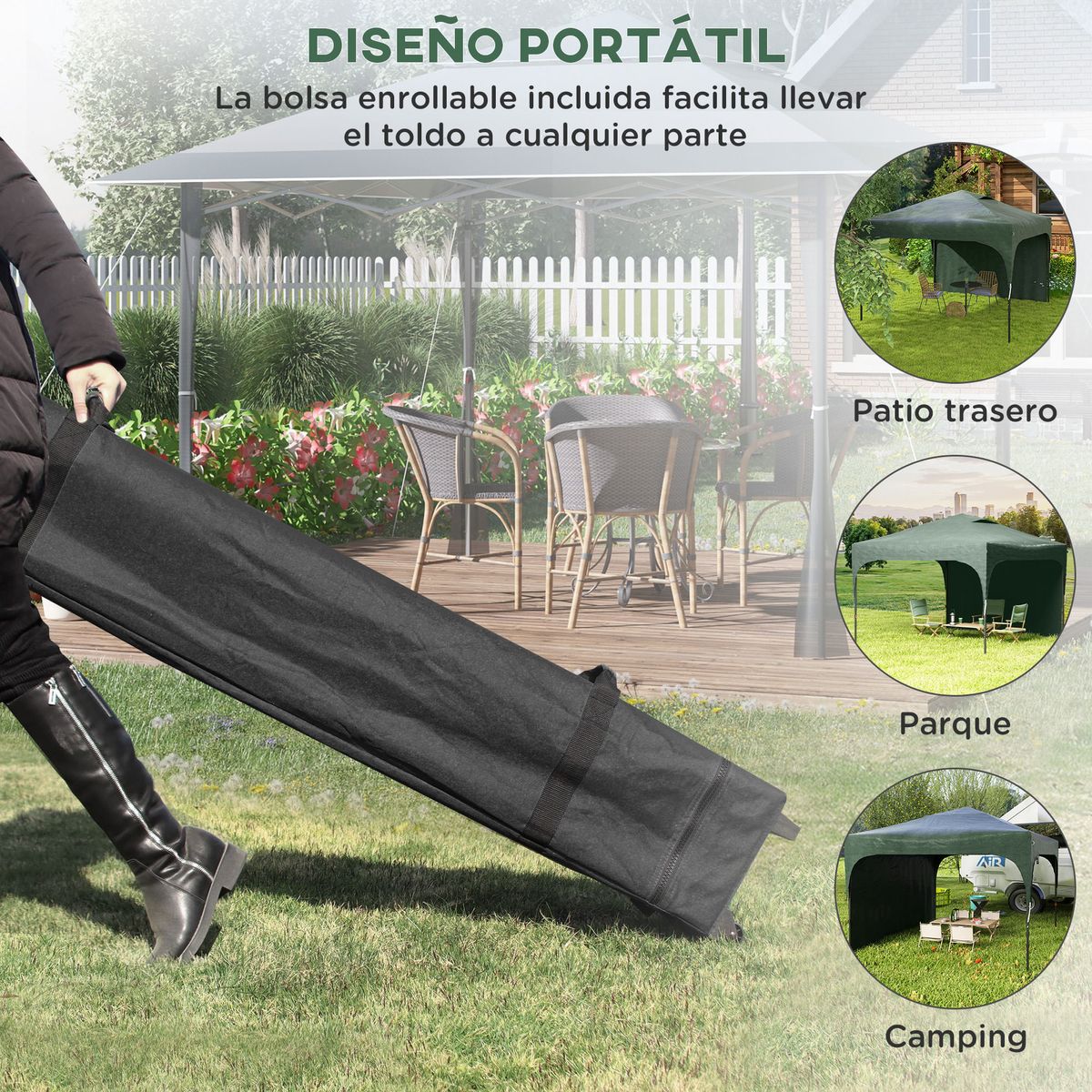 Cenador-Tamy-Outsunny-plegable---altura-ajustable---pared-lateral-verde-265x300x300-cm-