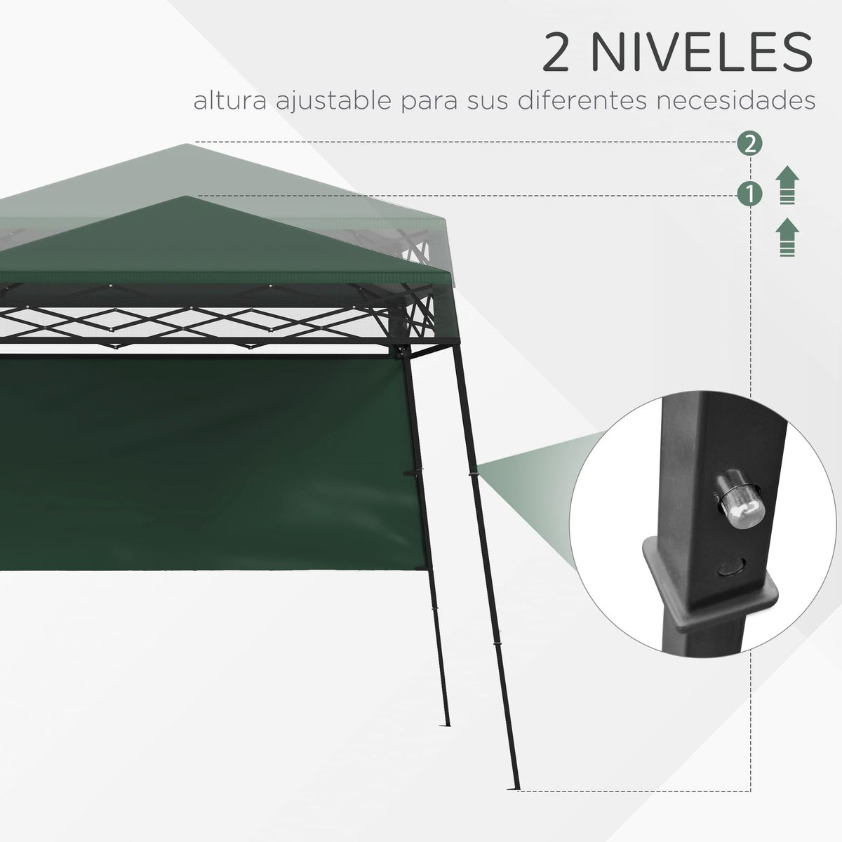 Carpa-Billy-Outsunny-plegable---altura-ajustable---pared-lateral-verde-200x220x220-cm
