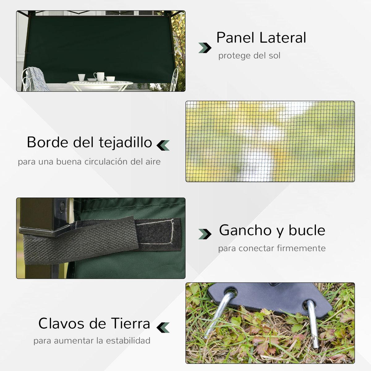 Carpa-Billy-Outsunny-plegable---altura-ajustable---pared-lateral-verde-200x220x220-cm