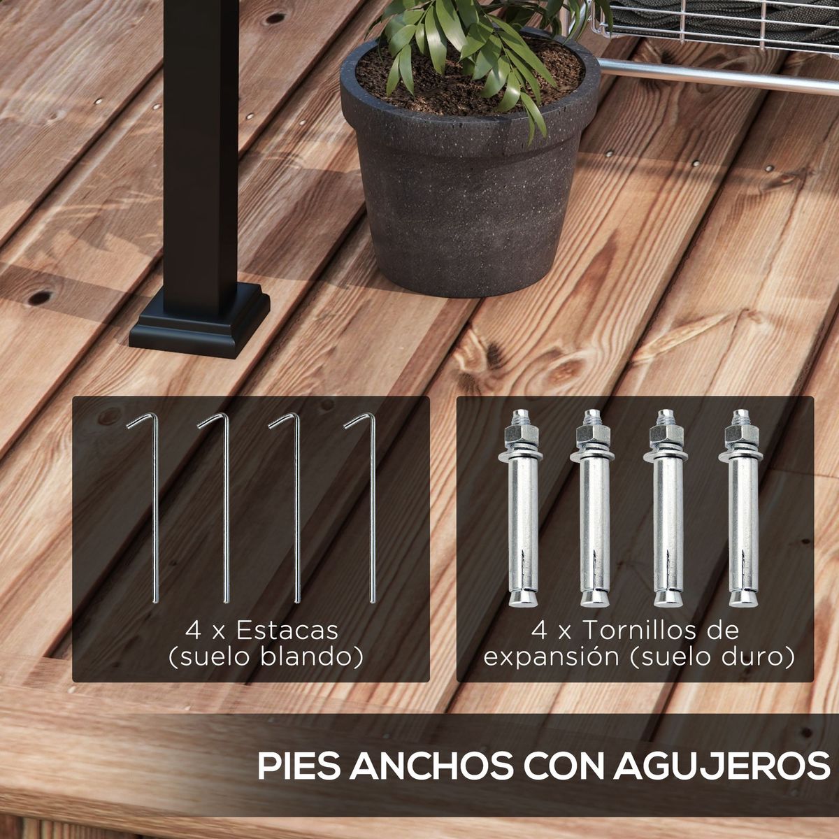 Pergola-de-jardin-Mailo-Outsunny-toldo-retractil-negro-gris-220x195x211cm