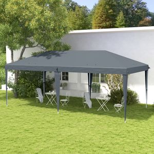 Carpa Toluca Outsunny plegable altura regulable gris claro 270x585x295 cm
