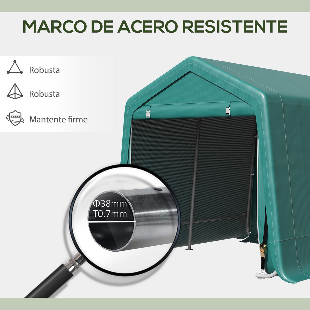 Cobertizo-Caraz-Outsunny-lona-impermeable-verde-200x240x200-cm
