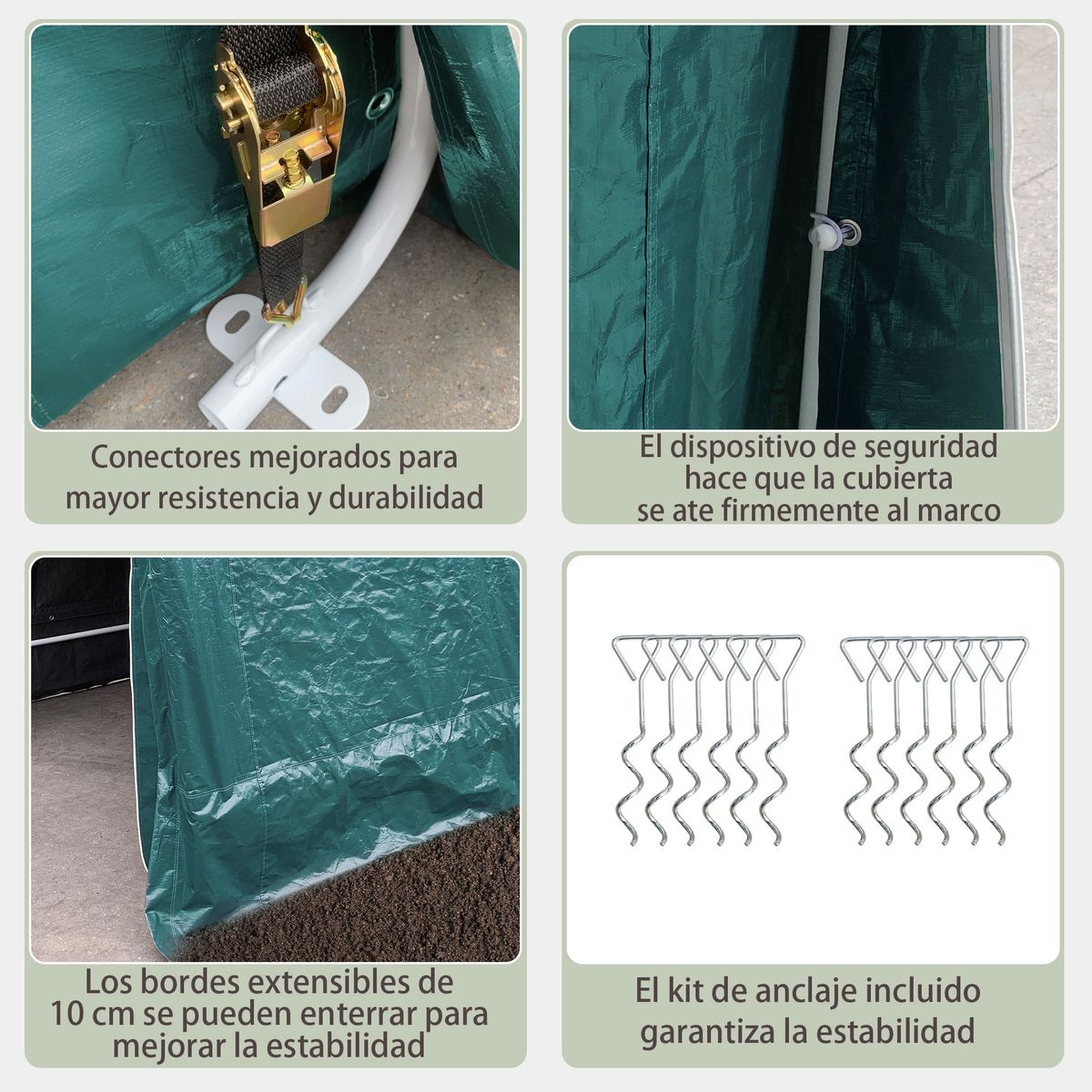 Cobertizo-Caraz-Outsunny-lona-impermeable-verde-200x240x200-cm