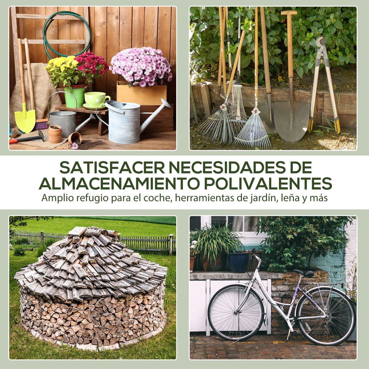 Cobertizo-Caraz-Outsunny-lona-impermeable-verde-200x240x200-cm