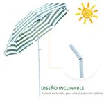 Sombrilla-de-playa-Bristol-Outsunny-inclinable-verde-blanco-Ø180x200-cm-