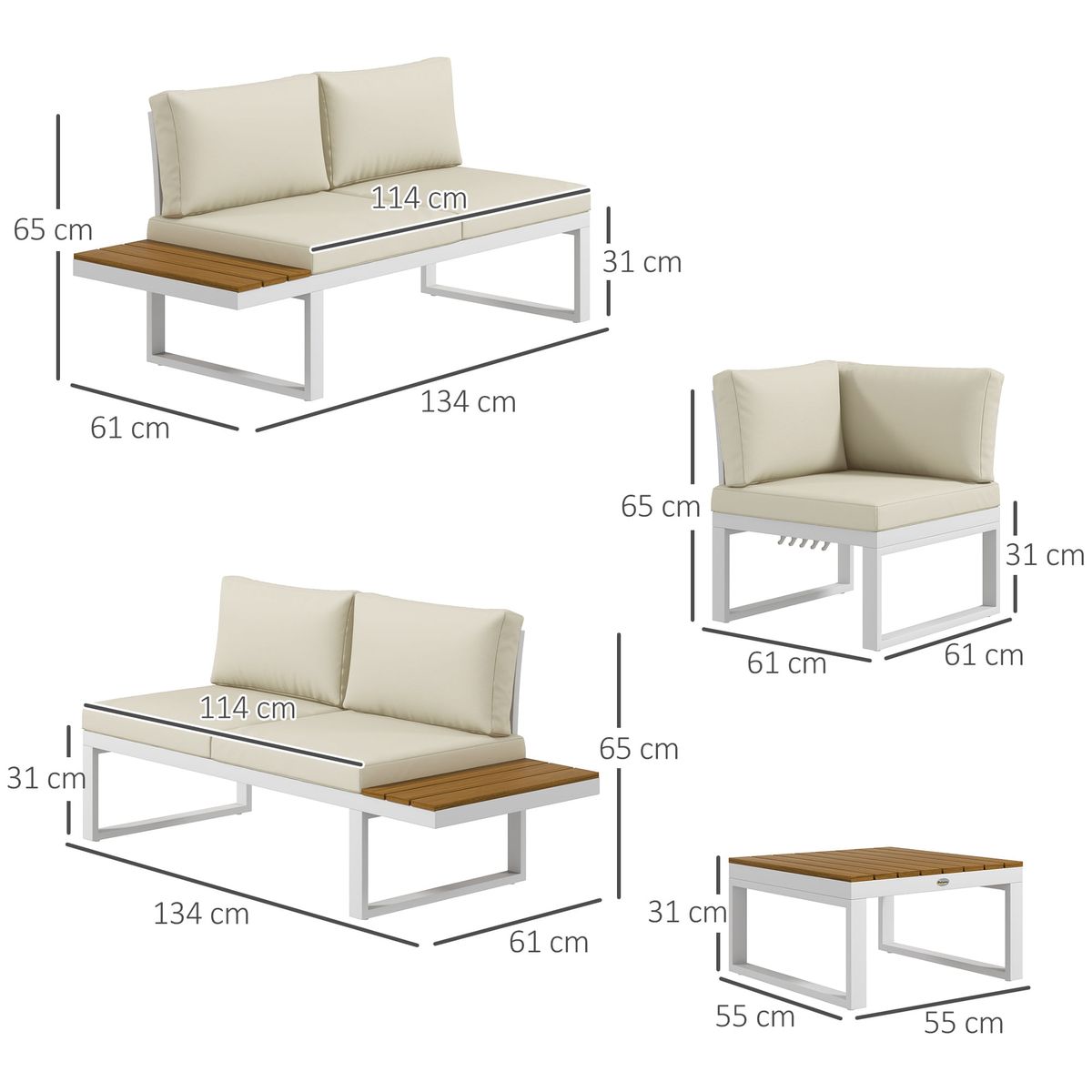 Conjunto-de-jardin-Manila-Outsunny-sofa-reclinable---mesa-crema