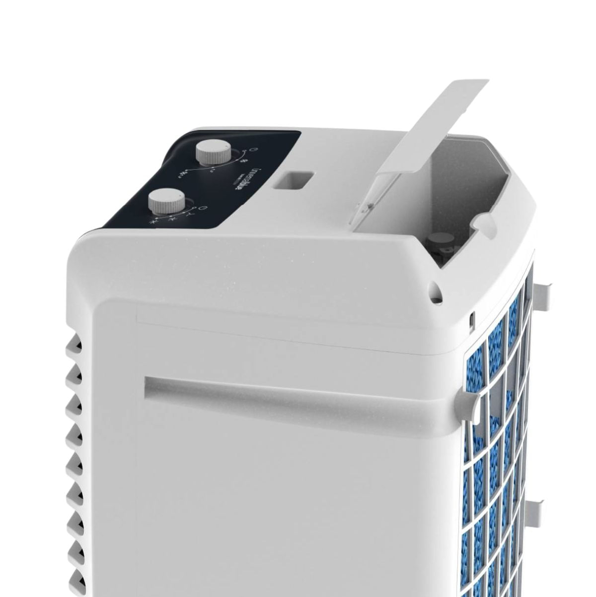 Climatizador-evaporativo-Universal-Blue-Izamal-8025W-25L-3-velocidades-blanco-interior