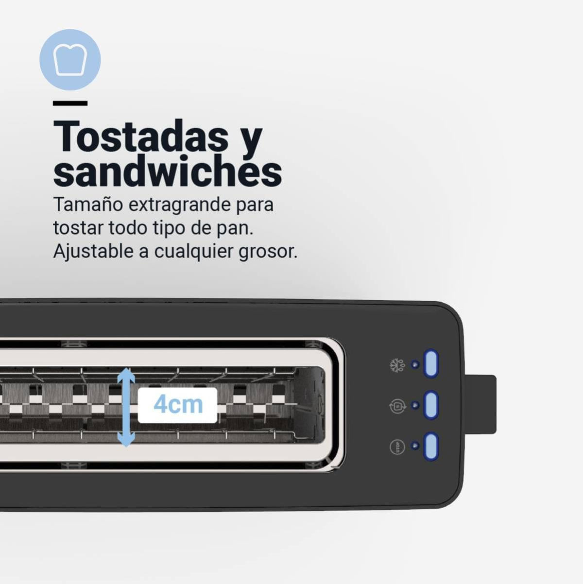 Tostador-Toasty-Universal-Blue-900W-ranura-larga---7-niveles-negro